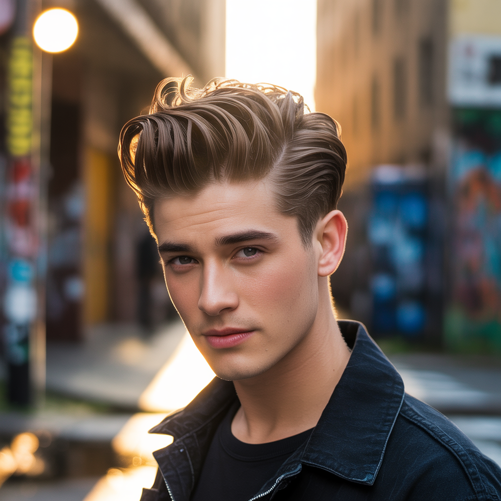 Wavy Wet Pompadour