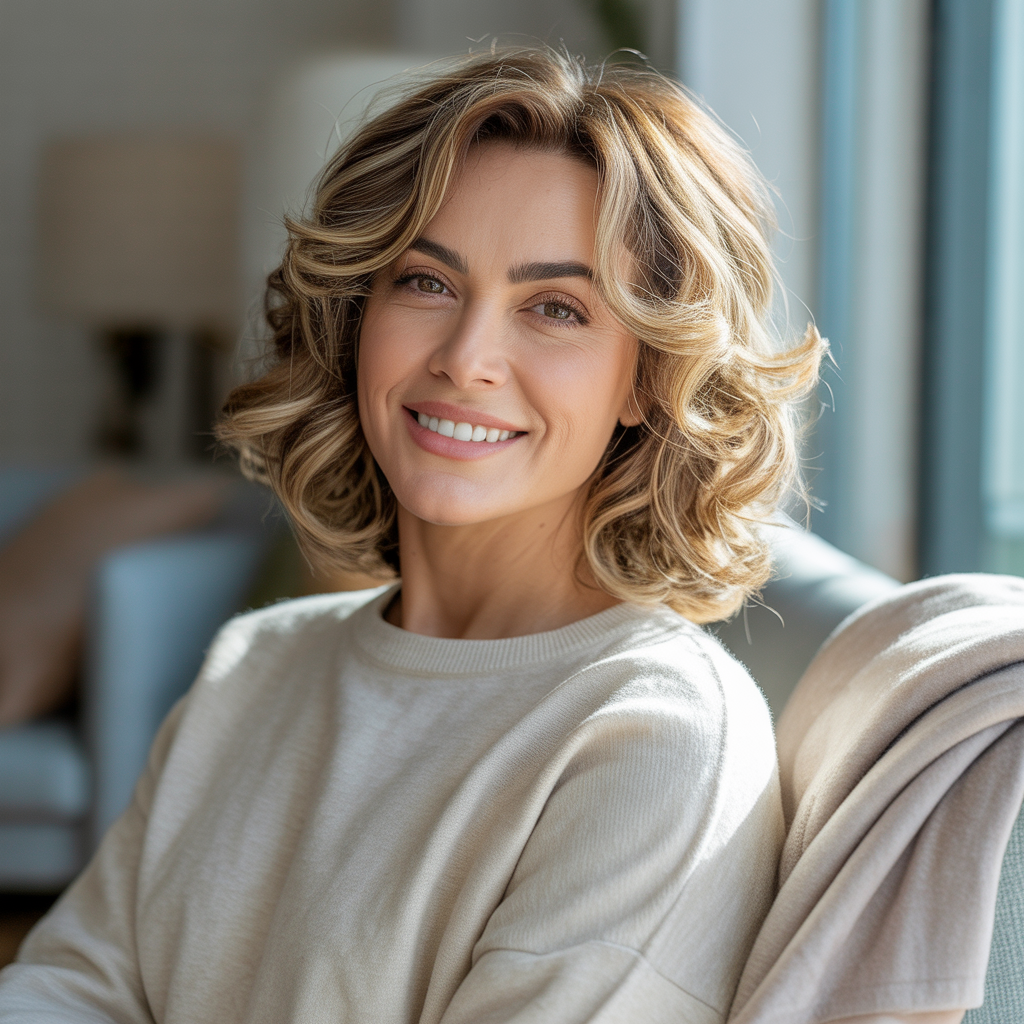 Shoulder-Length Curls with Layers