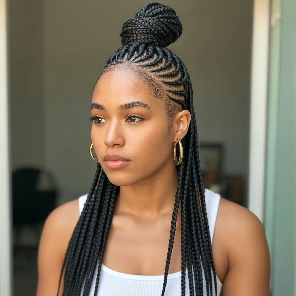 Fulani Braids with a Bun