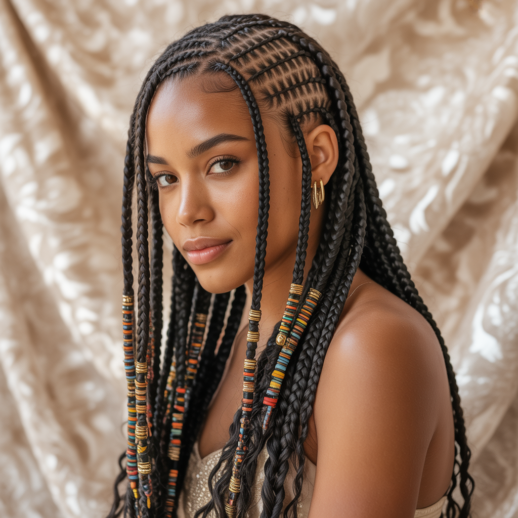 Fulani Braids with Tribal Partings