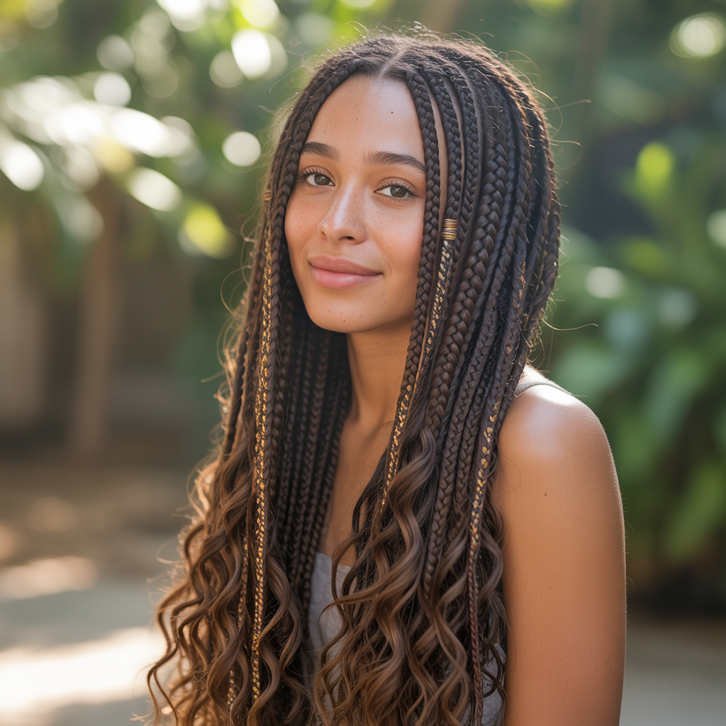Long Fulani Braids with Feed-In Technique