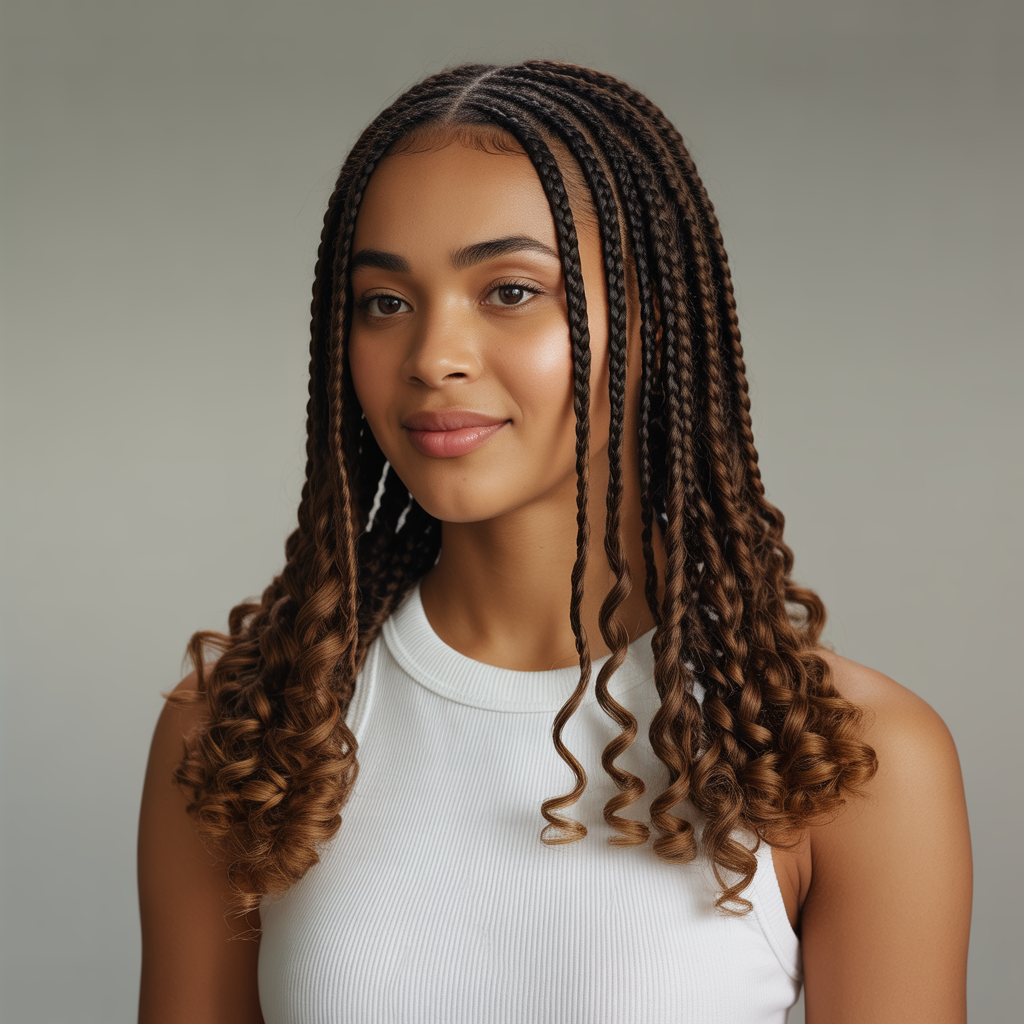 Fulani Braids with Curly Ends