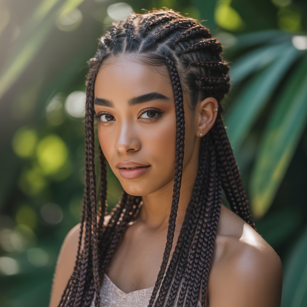Half-Up, Half-Down Fulani Braids