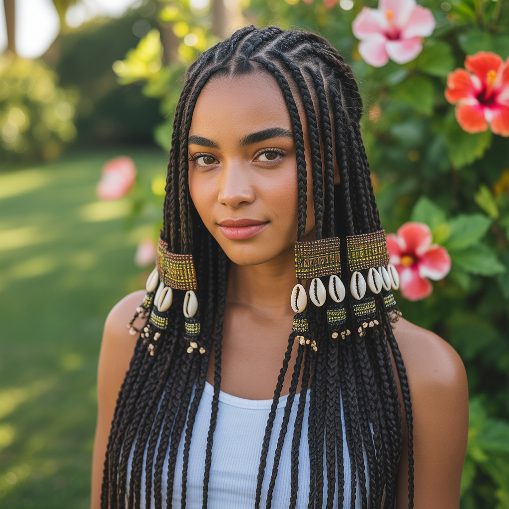 Fulani Braids with Tribal Parts