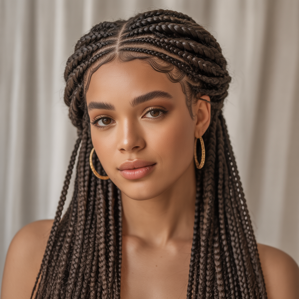 Half-Up Long Fulani Braids