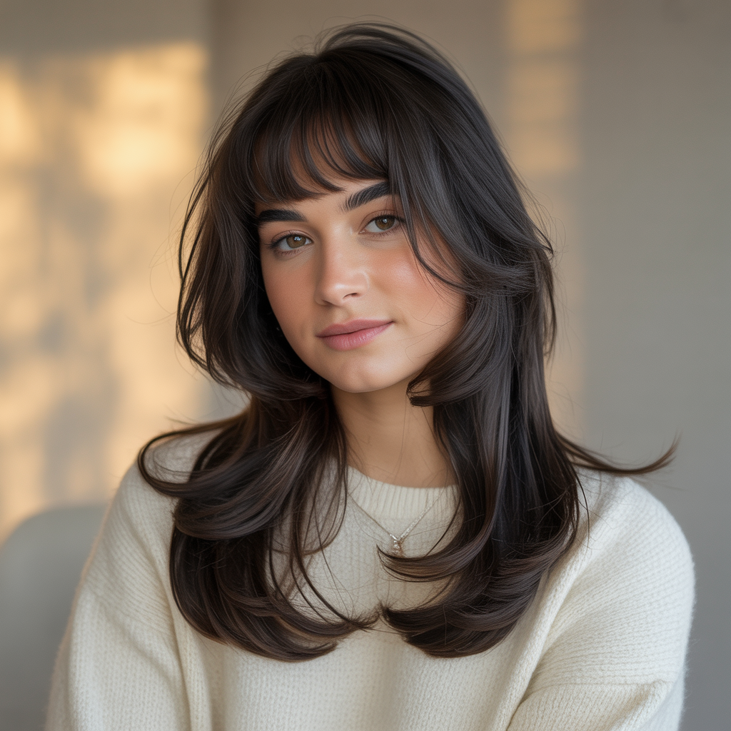 Butterfly Cut with Layered Micro Bangs