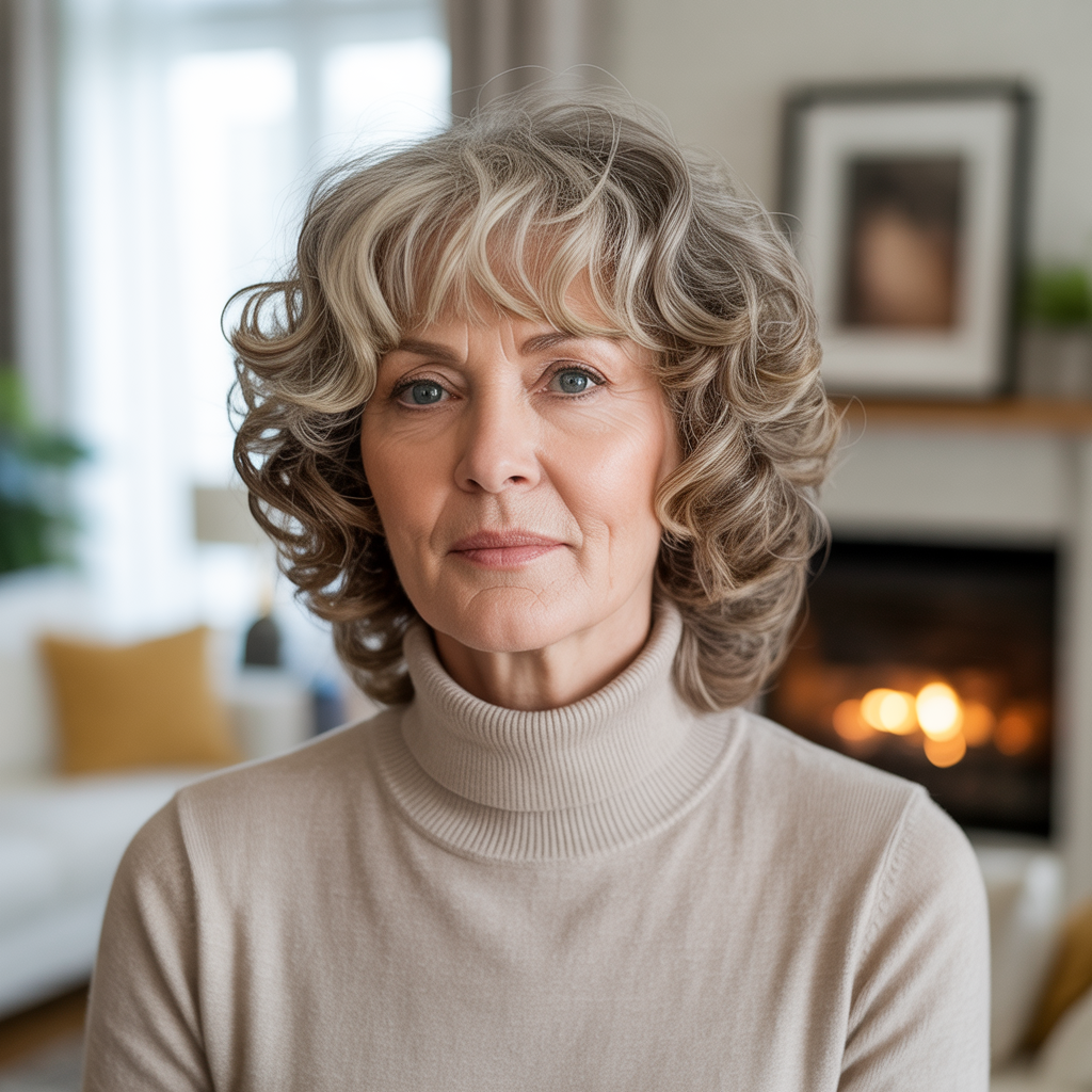 Curly Shag with Light Bangs