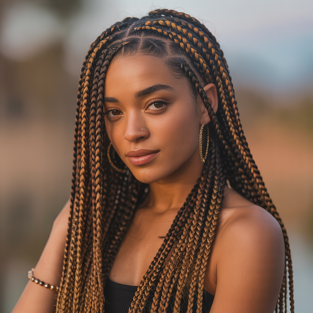 Quick Weave Fulani Braids with Layers