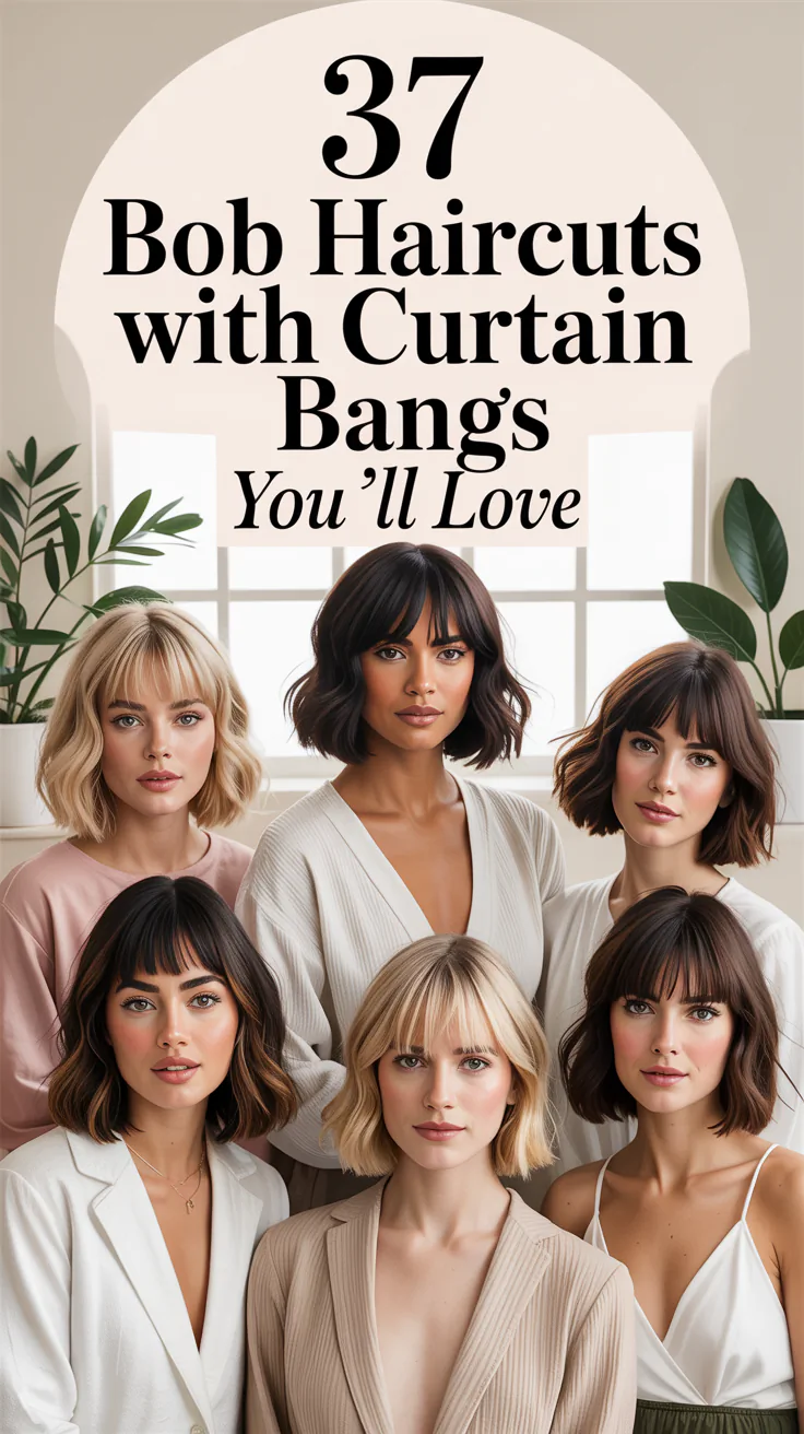 Bob Haircuts with Curtain Bangs You’ll Love