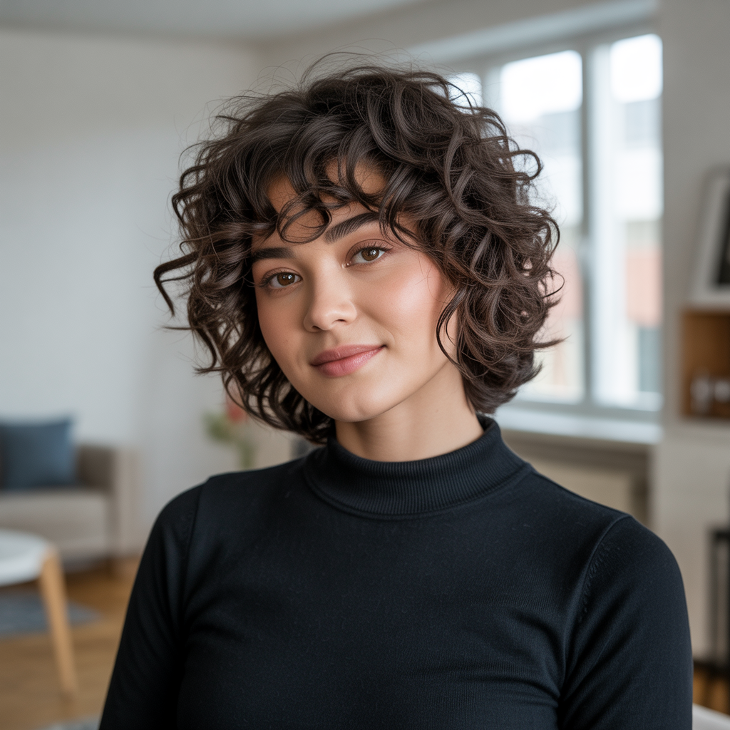 Curly Layered Shag Without Bangs