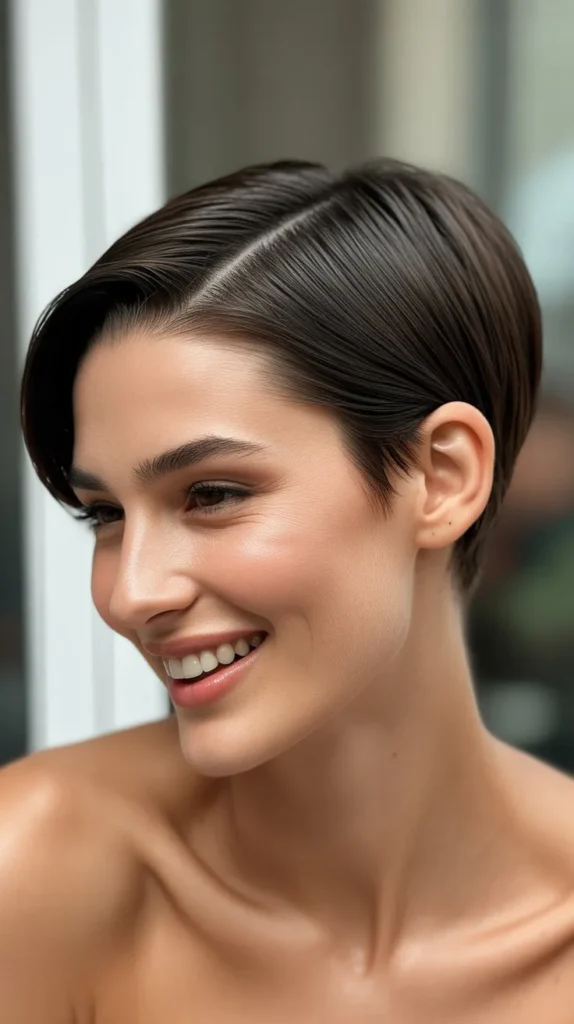Sleek Side-Parted Pixie Refinement