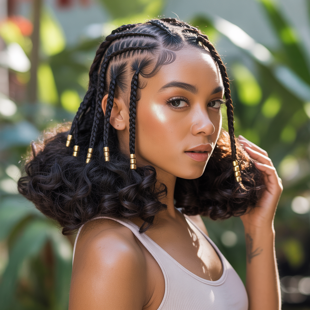  Undercut Fulani Braids with Curls