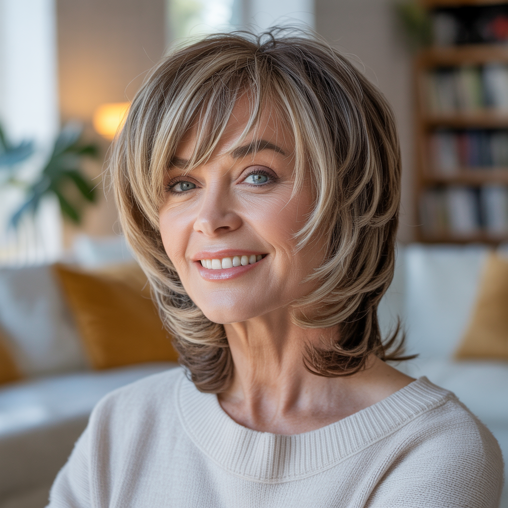 . Piece-y Shag with Long Bangs