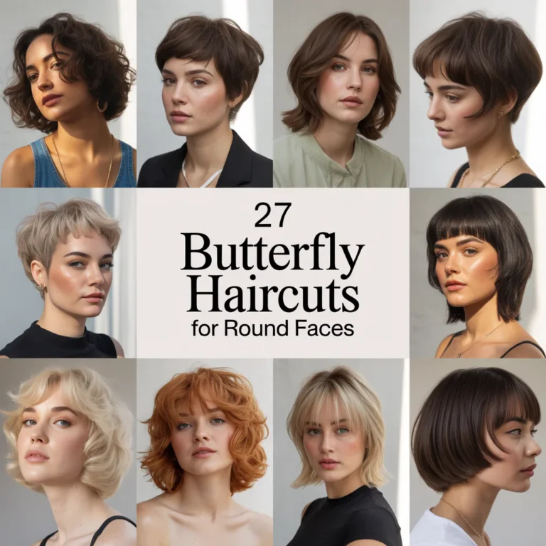 Butterfly Haircuts for Round Faces