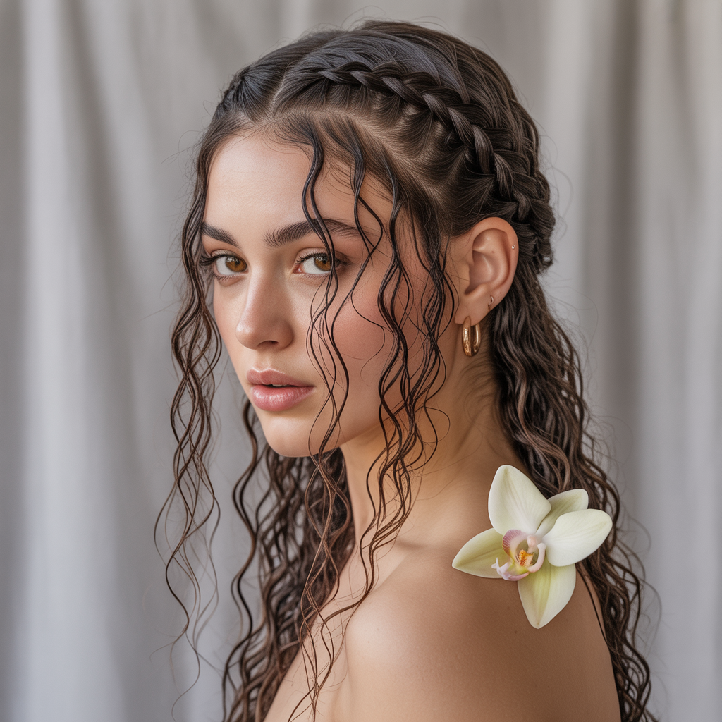 Wet Wavy Crown Braid