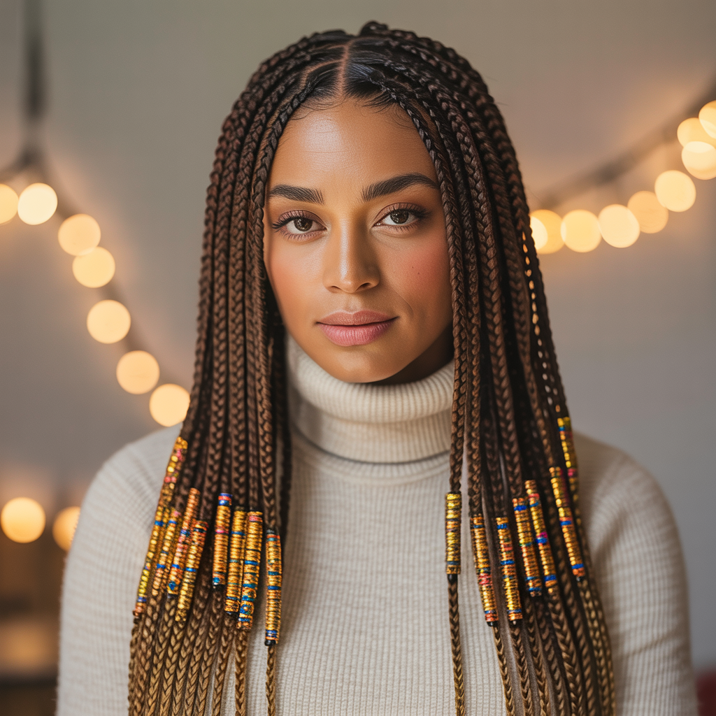 Middle-Part Quick Weave Fulani Braids