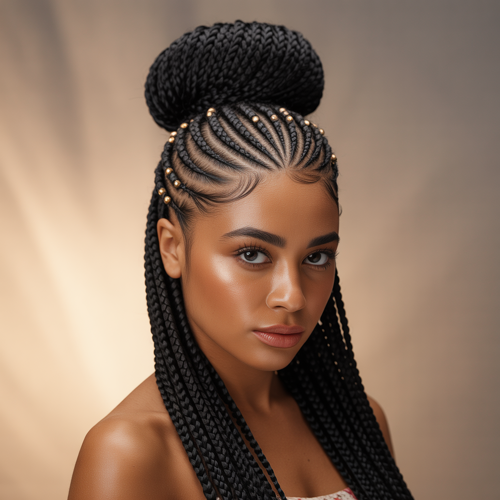 Fulani Braids Bun