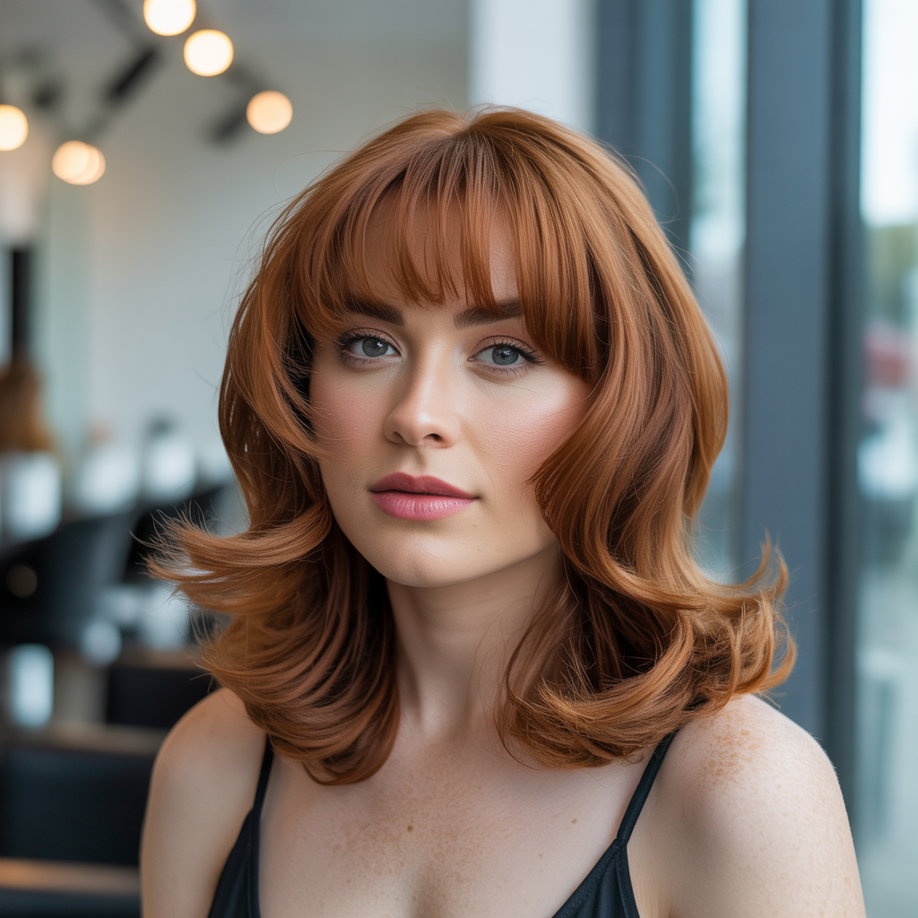 Layered Butterfly Cut with Arched Bangs