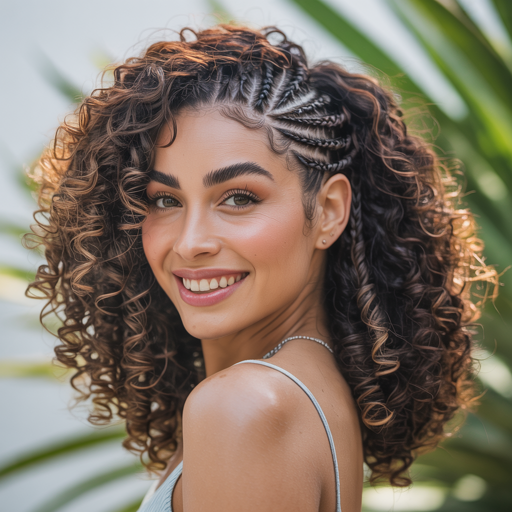 Curly Wash and Go with Braided Detail