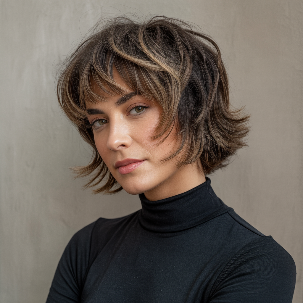 Short Mullet Shag Without Bangs