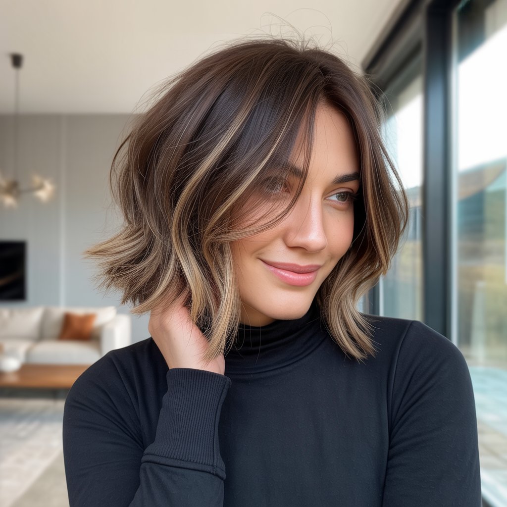 Shoulder-Length Shag with Choppy Ends