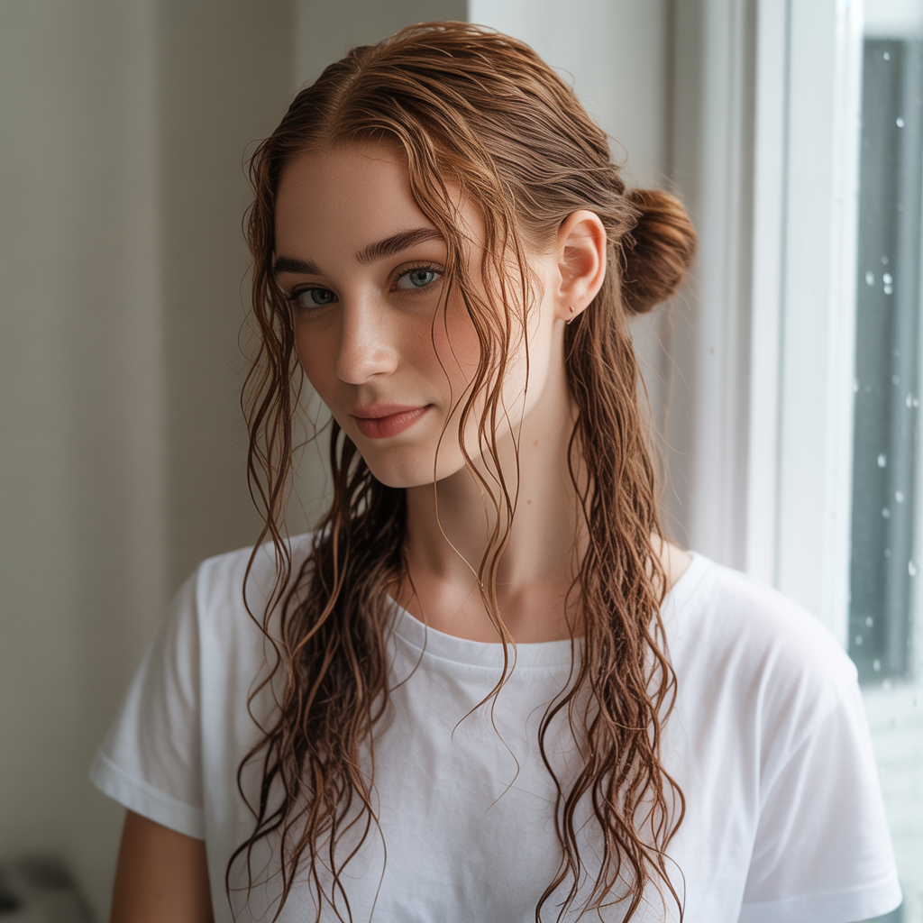Wet Wavy Low Bun