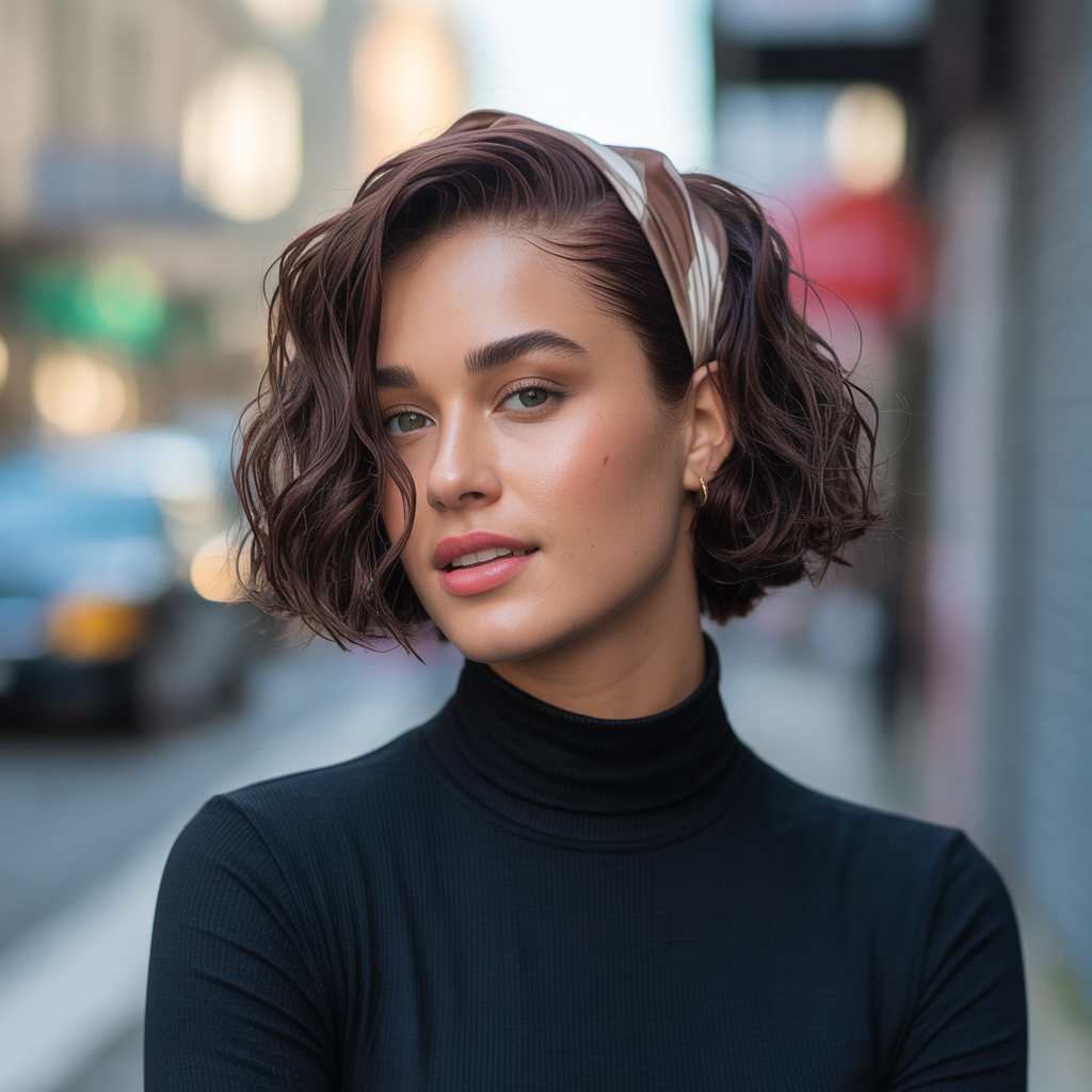 Short Wet Waves with Scarf