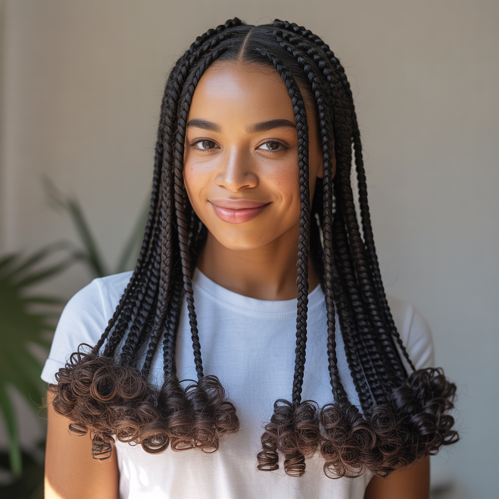  Basic Fulani Braids with Curly Ends