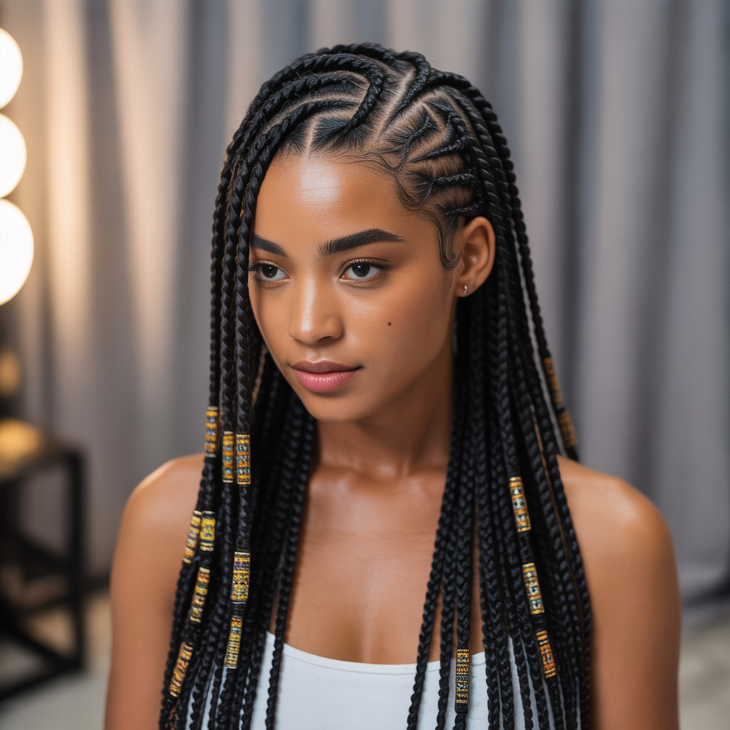 Triangle Part Fulani Braids