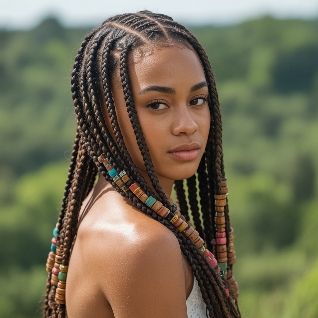 Cornrow Fulani Braids with Beads