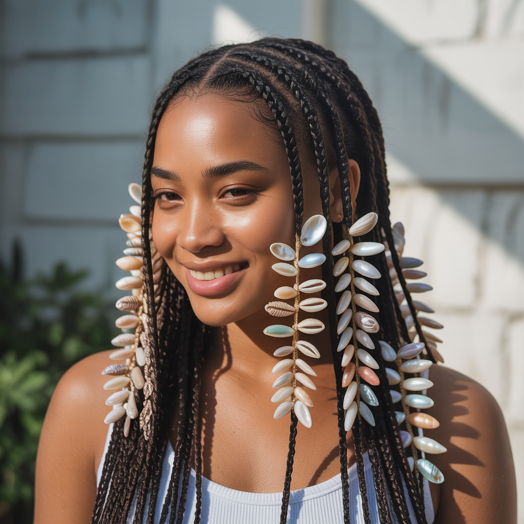 Shells on Fulani Braids