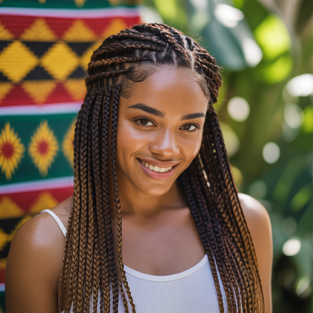  Quick Weave Fulani Braids with Triangle Parts