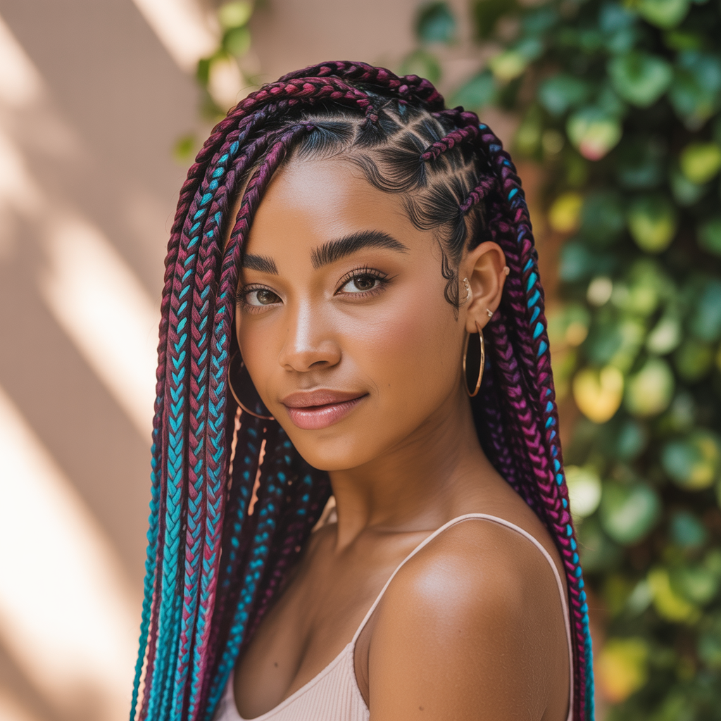 Quick Weave Fulani Braids with Peekaboo Color