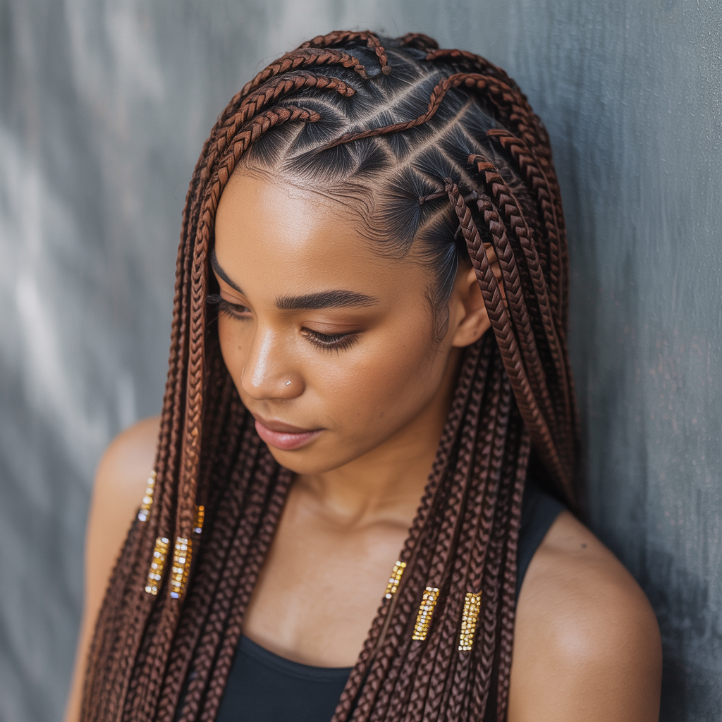  Quick Weave Fulani Braids with Heart Part