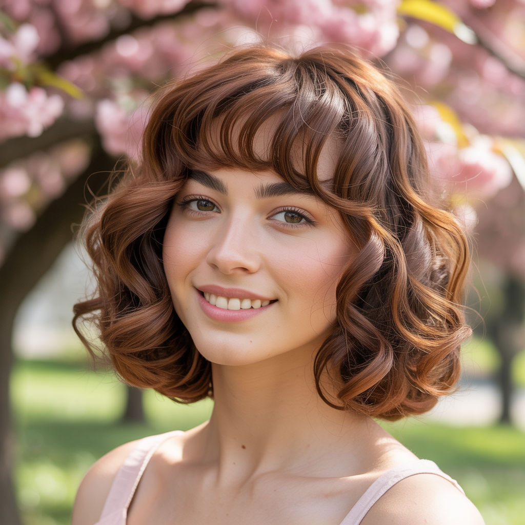 Soft Curls Butterfly Cut with Side-Parted Bangs