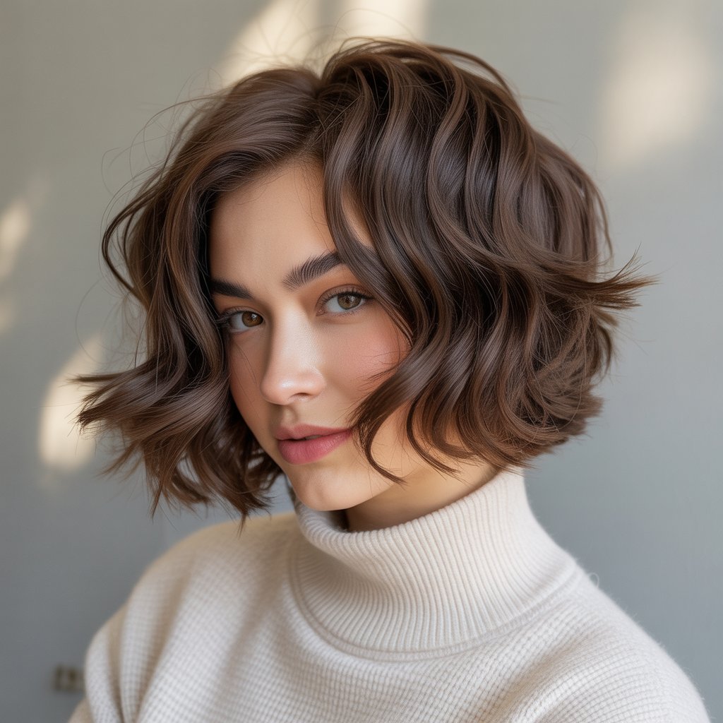 Wavy Shag with Deep Side Part