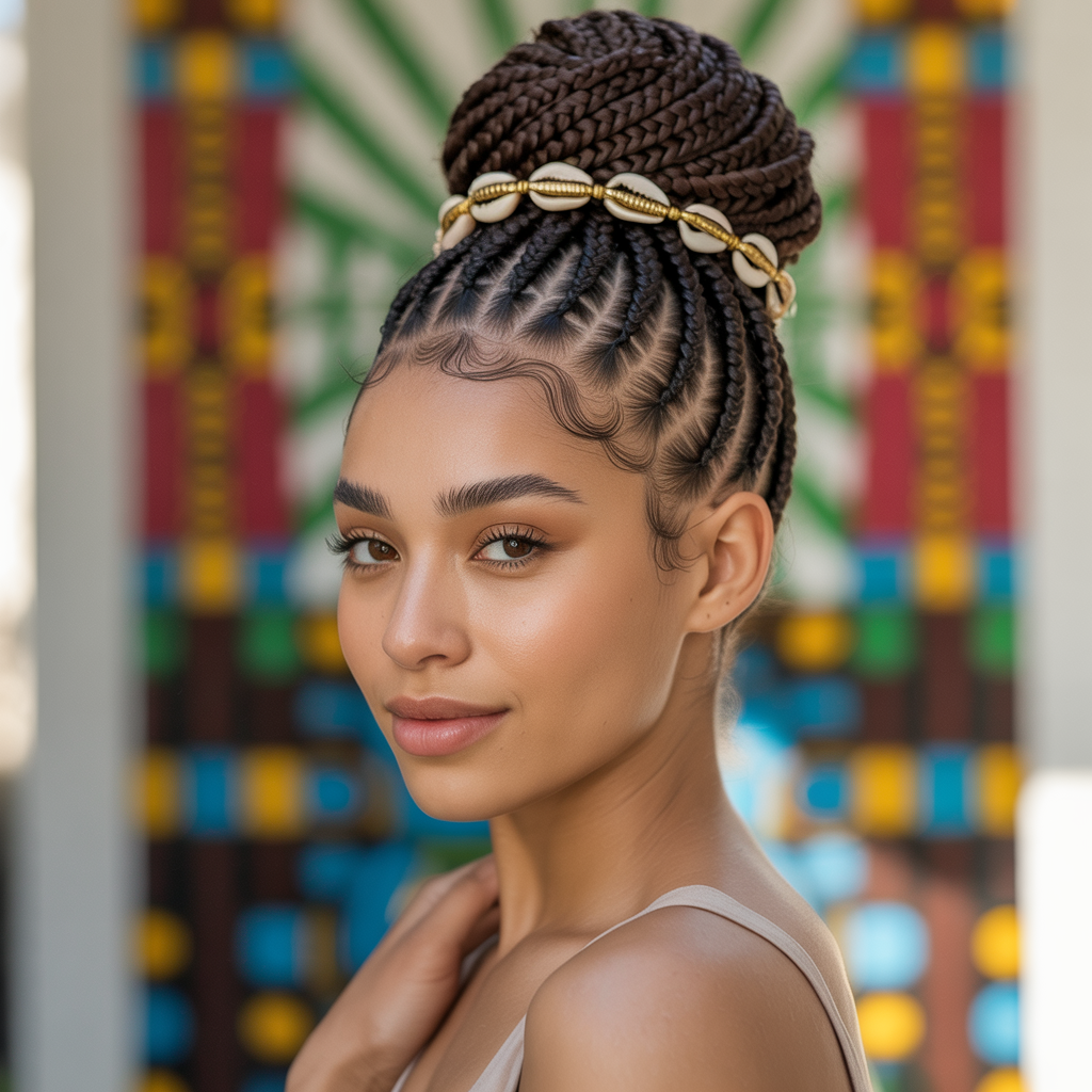 Quick Weave Fulani Braids Bun