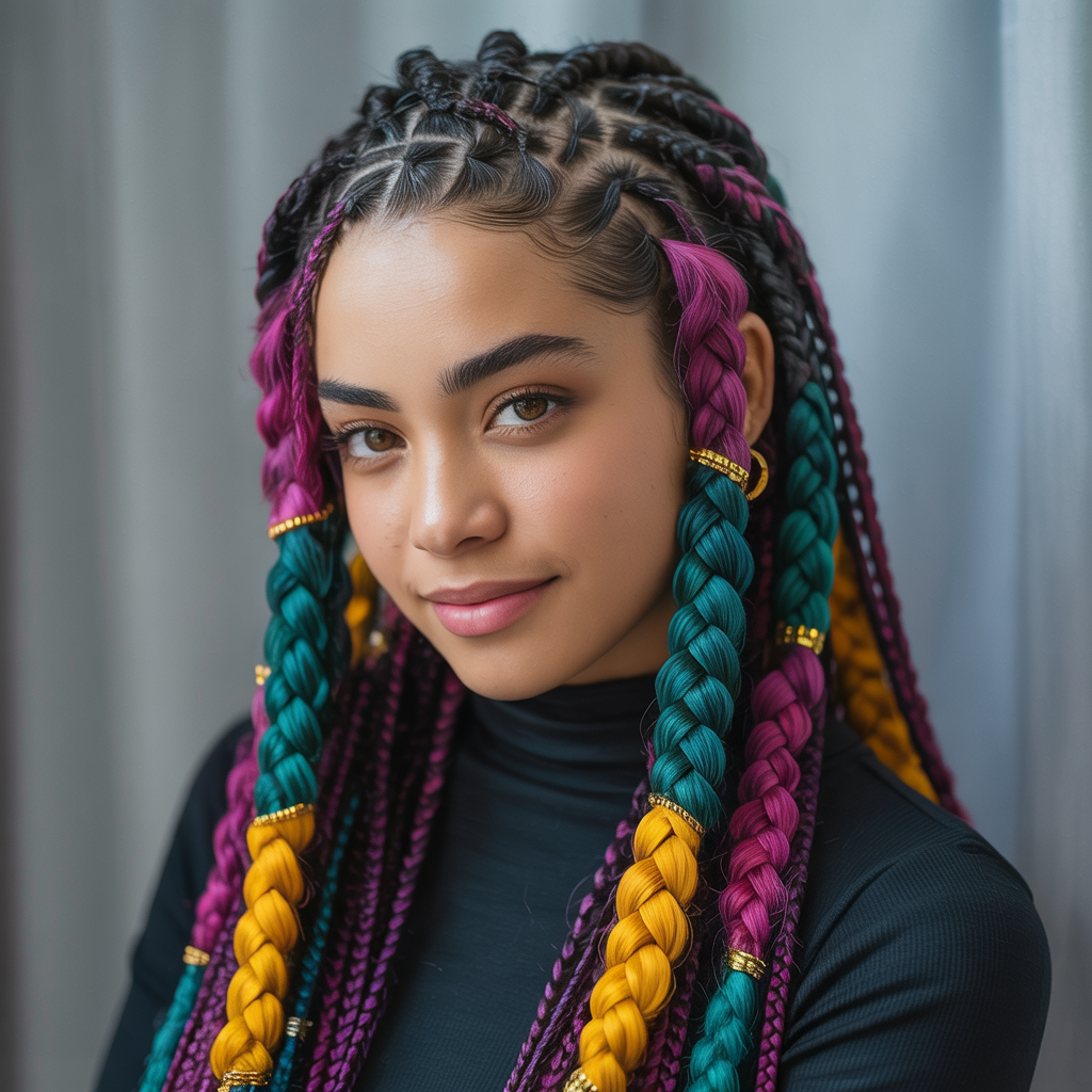 Fulani Braids with Color Blocks