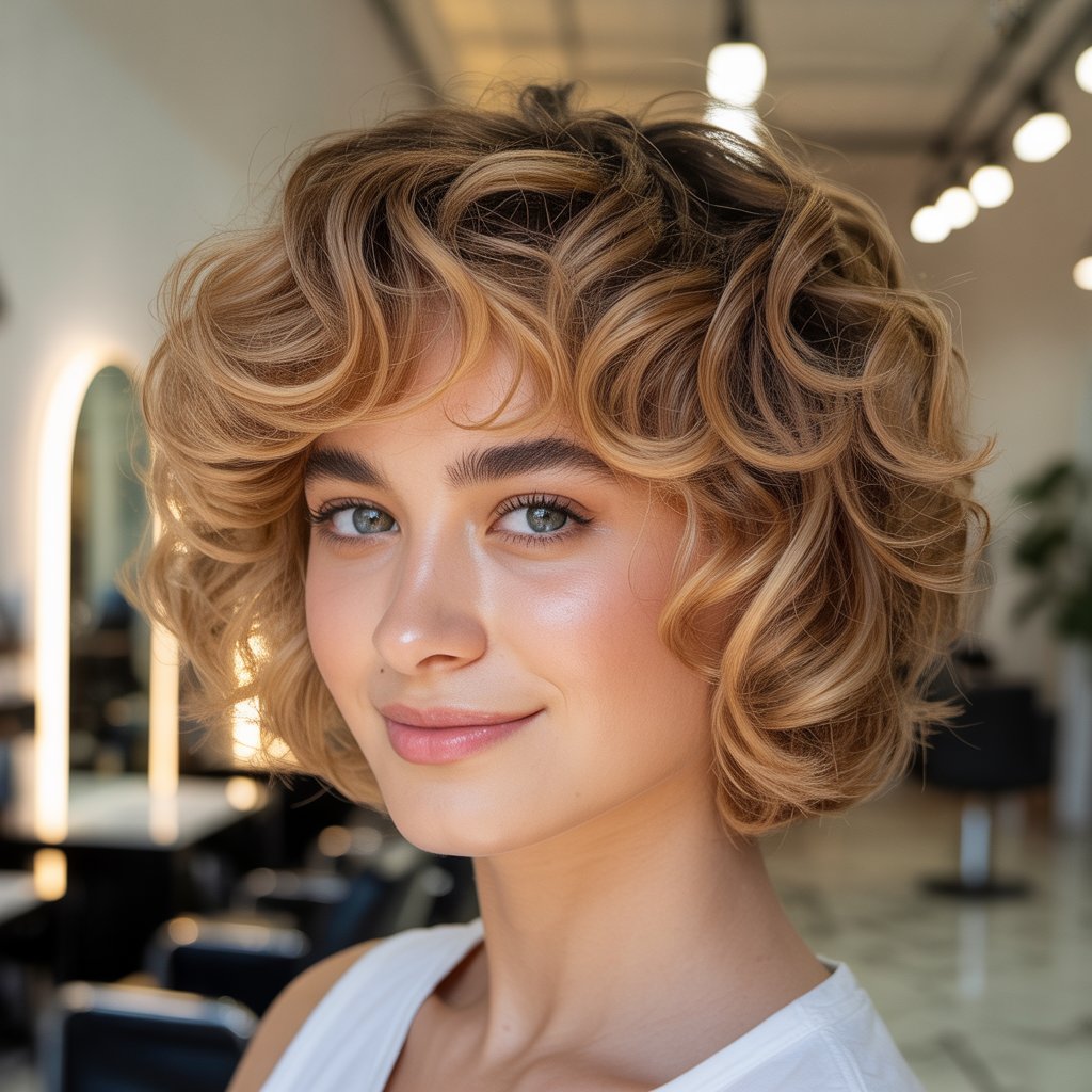 Short Curly Shag with Volume