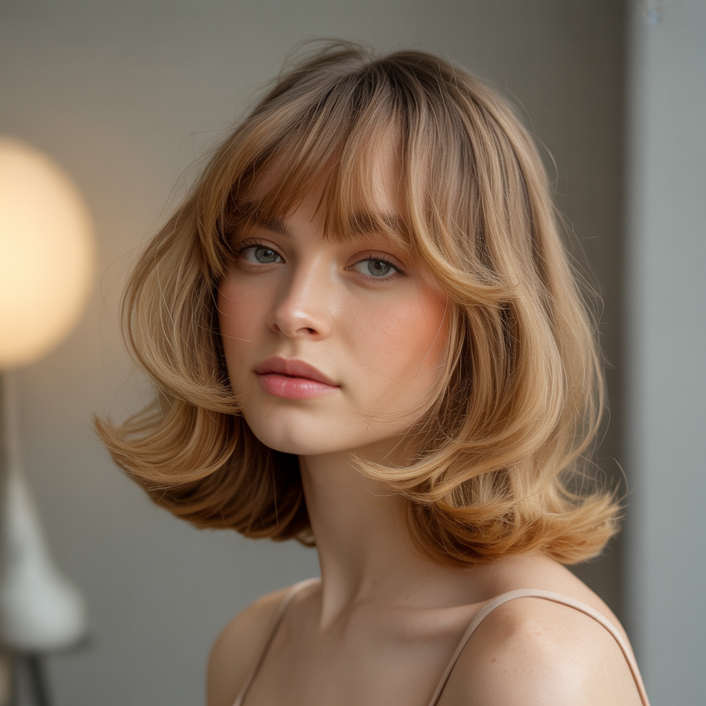 Soft Layered Butterfly Cut with Wispy Bangs