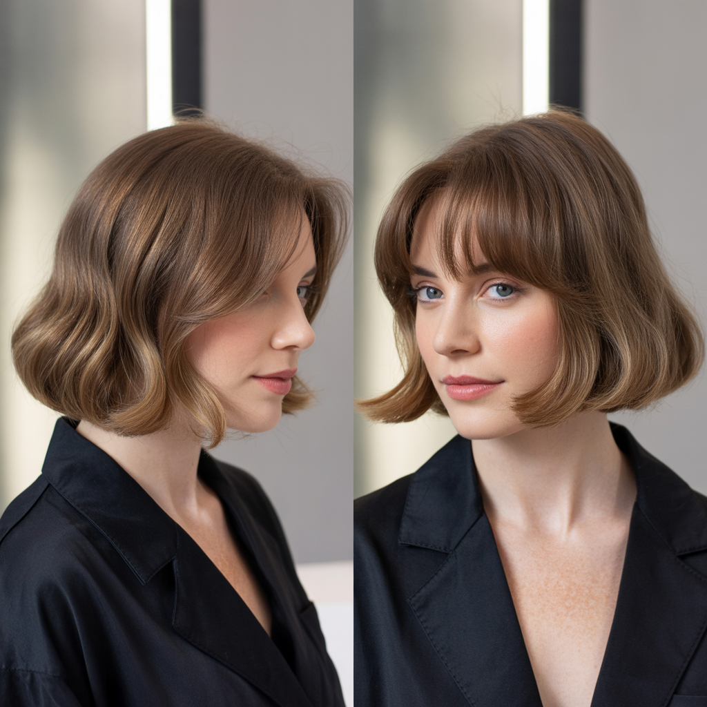  Curtain Bangs & Mid Bob