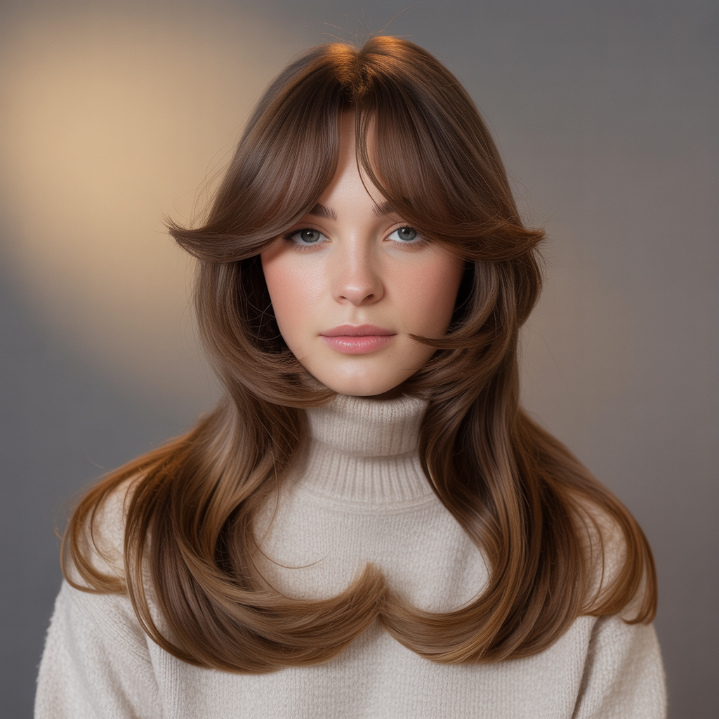  Butterfly Cut with Hidden Bangs