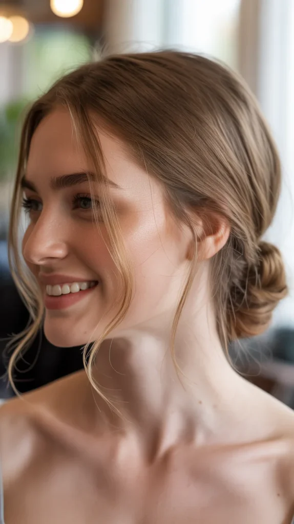 Low Side Bun with Loose Strands