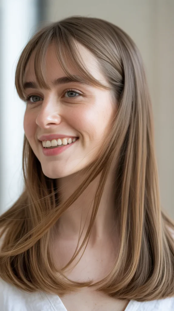 Straight Hair with Side-Swept Bangs