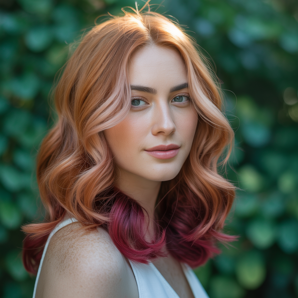 Copper with Burgundy Lowlights