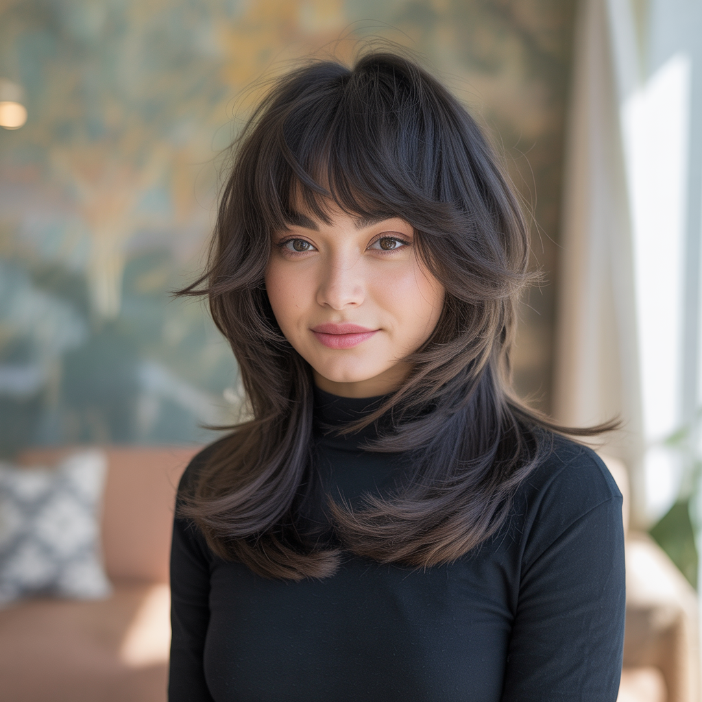 Butterfly Cut with Layered Choppy Bangs