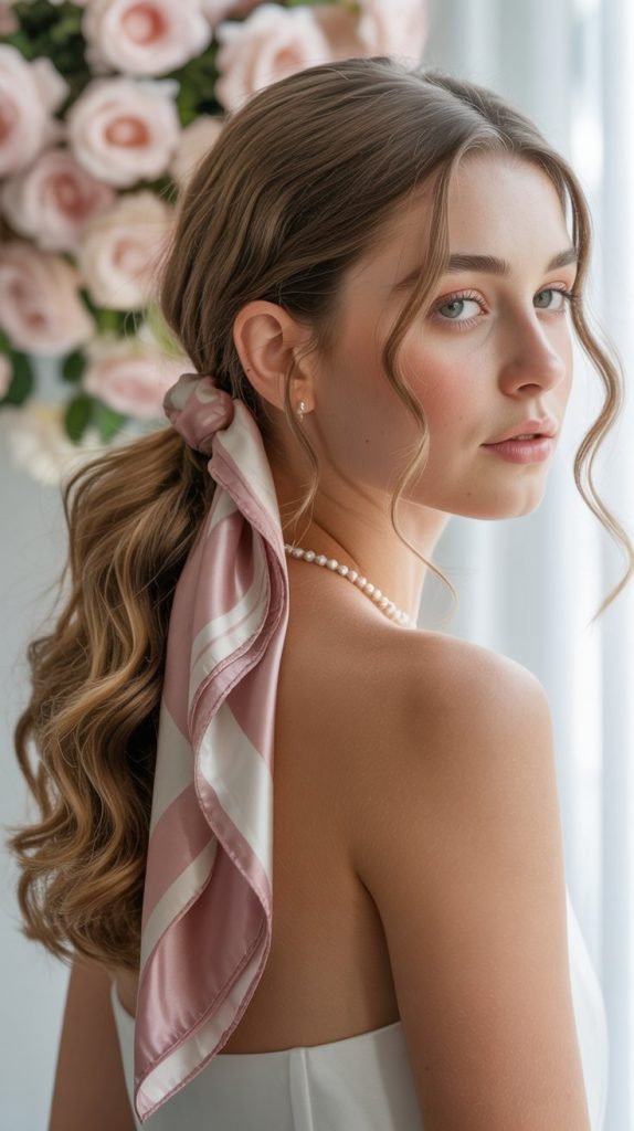 Low Pony Wrapped in Silk Scarf
