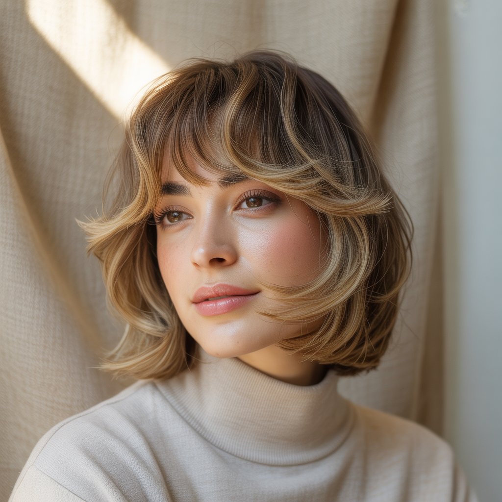 Chin-Length Shag with Rounded Bangs