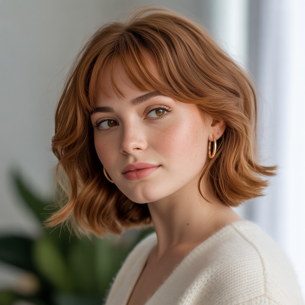 Tousled Butterfly Lob with Curtain Bangs