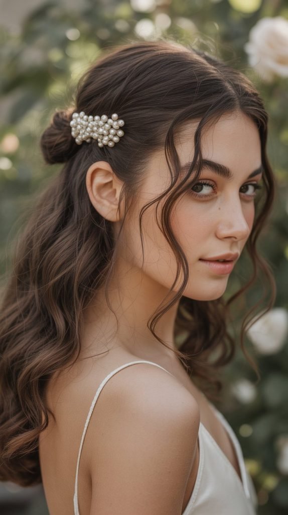 Half-Up Twist with Pearl Pins